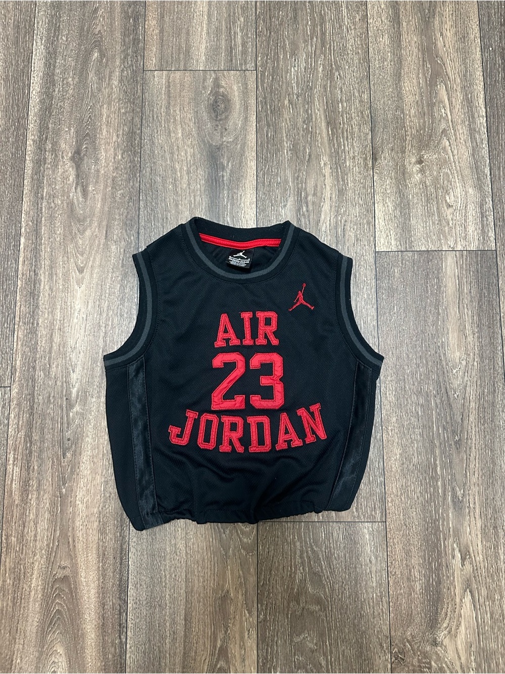 Air Jordan Black Sleeveless 23 Crop Top with Red Accents